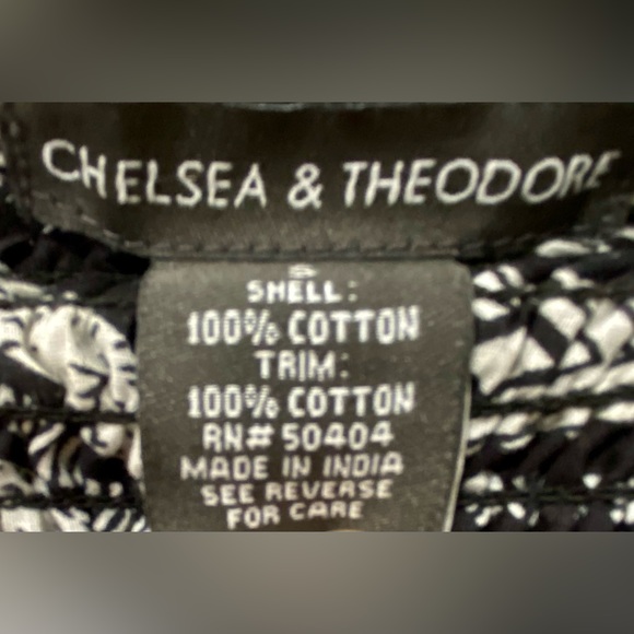 178. CHELSEA & THEODORE BLK/WHITE W/RED FRINGE SMOCK WAISTLINE FULL BODICE SKIRT - Picture 10 of 11